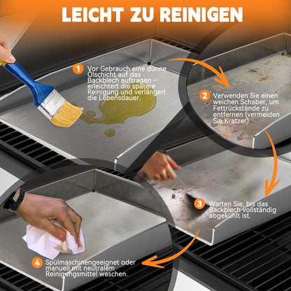 Camxon Universelle Edelstahl Plancha Grillplatte – 40.5x31cm