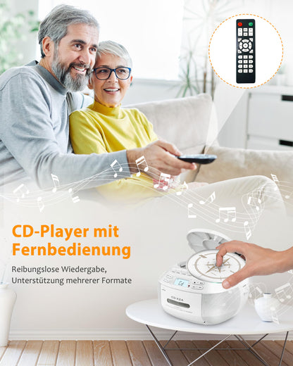 Greadio Boombox CD/Kassettenspieler Bluetooth FM Radio – Weiss