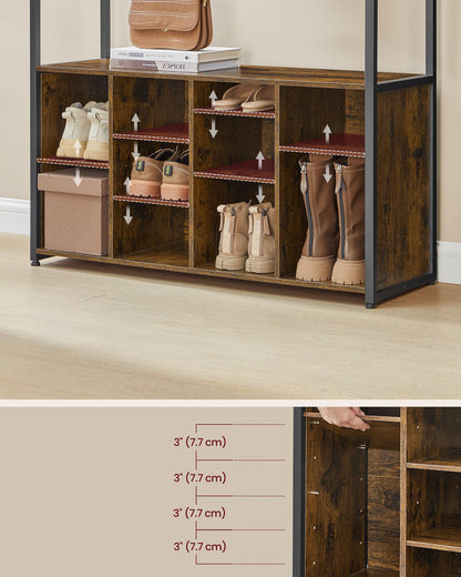 VASAGLE Kleiderständer HSR432K01, Garderobe mit Schuhregal, Sitzbank