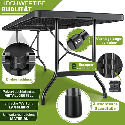 tillvex Gartentisch klappbar Kunststoff 180x75cm 8 Personen