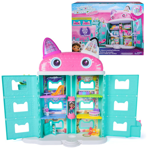 DreamWorks Gabby's Dollhouse Der Film Puppenhaus mit Gabby-Figur, sieben Räumen und Cat-a-Vator-Aufzug