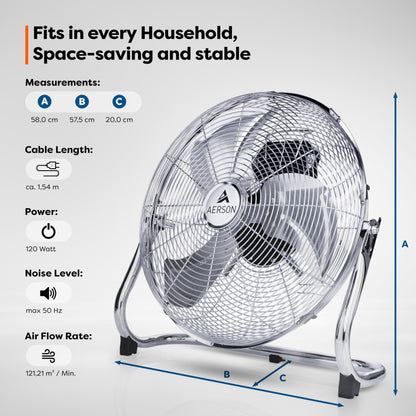 TRESKO AERSON Bodenventilator 50cm – Robuste Windmaschine