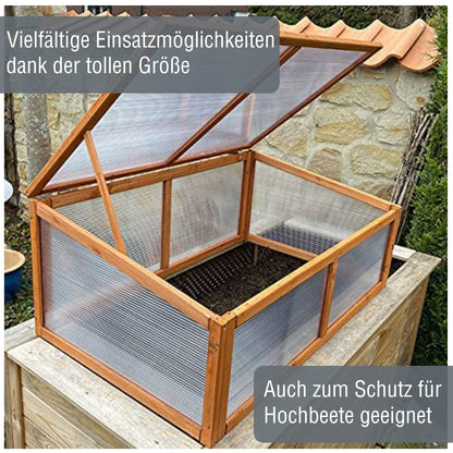 zooprinz Frühbeet HERBA – Pflanzbeet für Terrasse / Garten und Balkon – Gewächshaus – Anzuchtbeet mit Abdeckung aus Holz & Polycarbonat – idealer Schutz für Kräuter und Co.