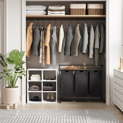 Lifewit Wäschekorb 3 Fächer auf Rollen 120L – Schwarz