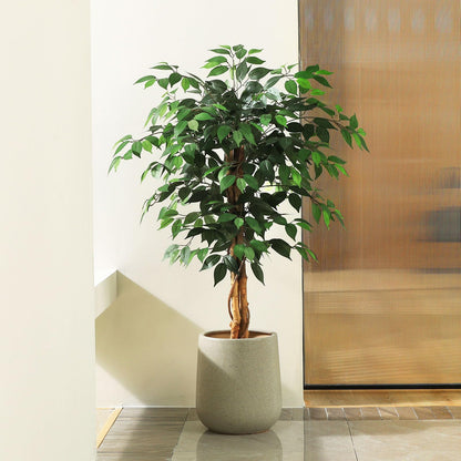 SOGUYI Kunstpflanze Ficusbaum 120 cm mit Naturholzstamm
