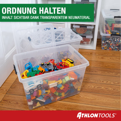 ATHLON TOOLS 4x 80L Aufbewahrungsboxen transparent lebensmittelecht