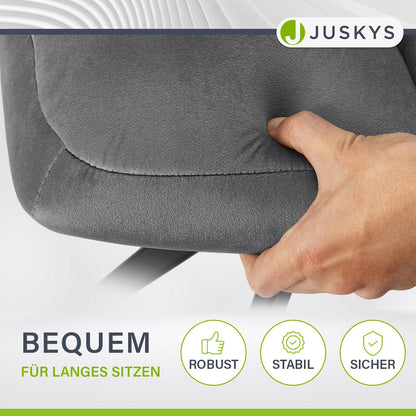 Juskys Drehstuhl Dallas 2er Set Esszimmerstuhl – Samt Dunkelgrau