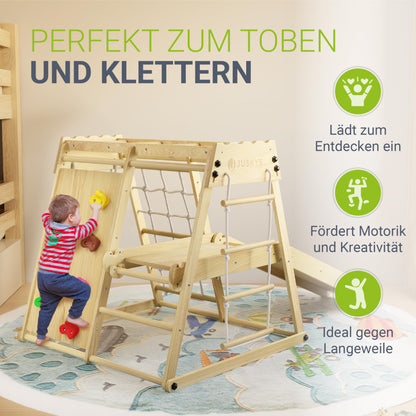 Juskys Mini Klettergerüst Indoor Kletterturm klappbar Natur