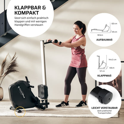 SportPlus Rudergerät klappbar für Zuhause – Magnetwiderstand