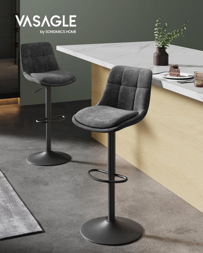 VASAGLE Barhocker 2er Set, höhenverstellbar, schiefergrau LJB195G02