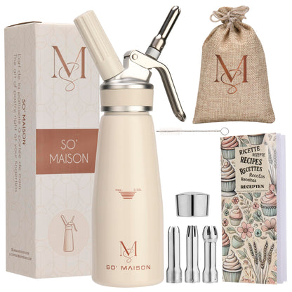 SO'Maison Sahnespender 500 ml Sahnesiphon Aluminium Creme für Schlagsahne und Espumas