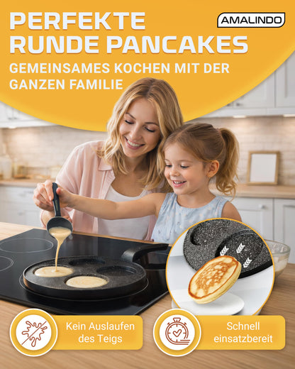 Amalindo Pancake Pfanne 4 Loch, Ø 26 cm, Induktion, Antihaft
