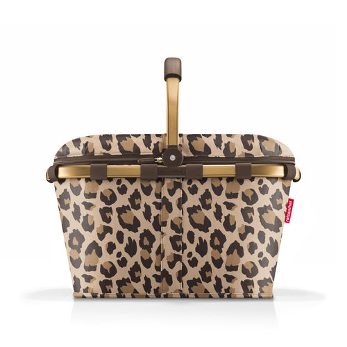 reisenthel carrybag iso Frame Isolierkorb - Leo Macchiato. Korb im Leo Macchiato Muster. Isoliert Speisen für Einkauf & Picknick.