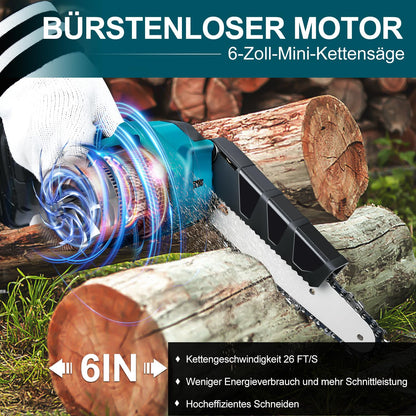 FYJUL Mini Kettensäge 6 Zoll, bürstenlos, für Makita 18V, ohne Akku