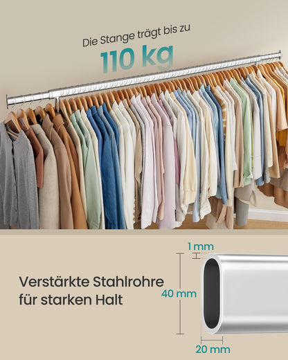 SONGMICS Kleiderständer auf Rollen - Hochbelastbar, Silber HSR176E01