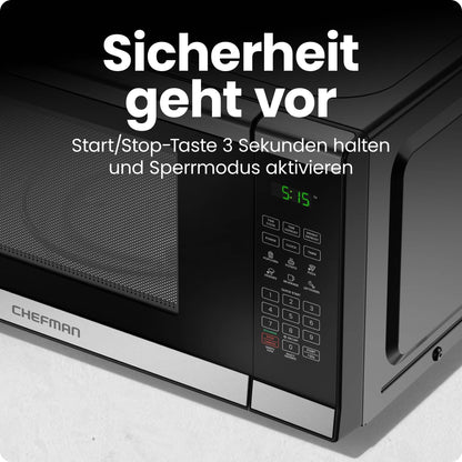 Chefman Mikrowelle 20L 800W mit grosser Digitalanzeige