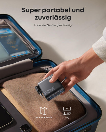Anker 140W USB C Ladegerät – 4-Port GaN Netzteil