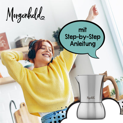 Morgenheld FLOW Espressokocher Edelstahl 6 Tassen induktionsgeeignet