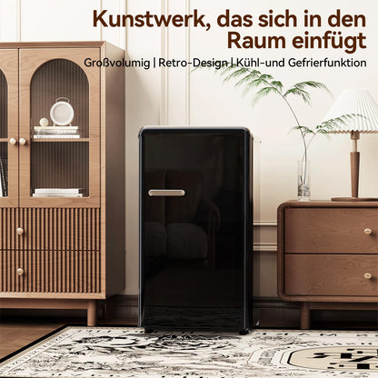 TRIUMPHKEY Retro 80L Mini-Kühlschrank mit Gefrierfach – schwarz