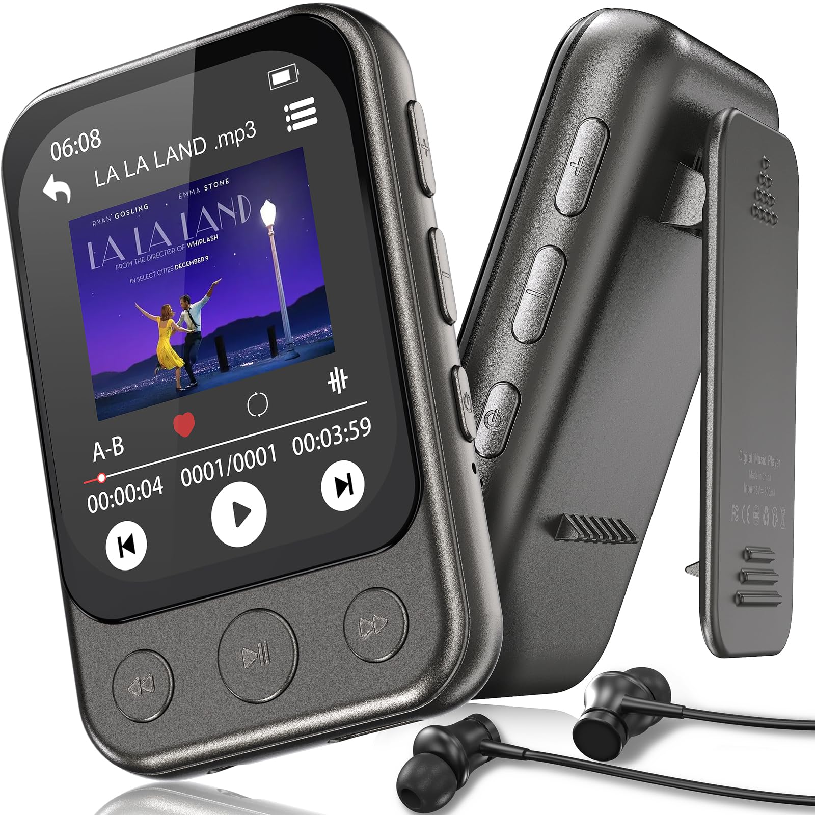 ODEJOI X90 MP3-Player Bluetooth 5.3, 64 GB, Touchscreen & Lautsprecher mit Clip