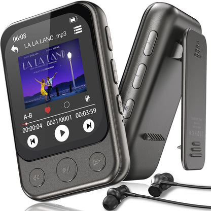 ODEJOI X90 MP3-Player Bluetooth 5.3, 64 GB, Touchscreen & Lautsprecher mit Clip