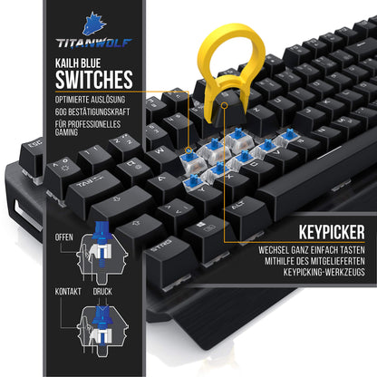 TITANWOLF Gaming Set – ALUMAR Tastatur, Specialist Maus, XXL Mauspad