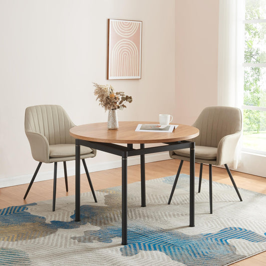 en.casa Esstisch Hemnes rund Ø100 cm Eiche-Optik für 4 Pers. Dient als zentraler Essplatz für vier Personen.