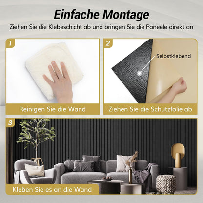 TONOR Akustikpaneele Schallschutz – Schwarz 4er Pack 120x60cm