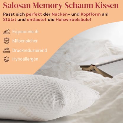Salosan Nackenkissen Orthopädisch Memory-Schaum 80x40x12 cm