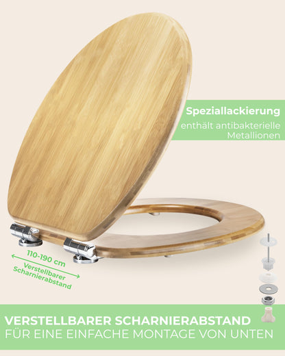 Wachaberga Bambus WC-Sitz mit Absenkautomatik, oval, WB-BAM-OV
