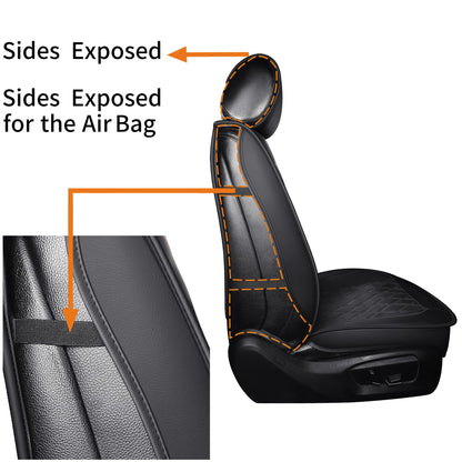 Udpomb Auto Vordersitzbezüge Kunstleder Schwarz Rhombus Paar