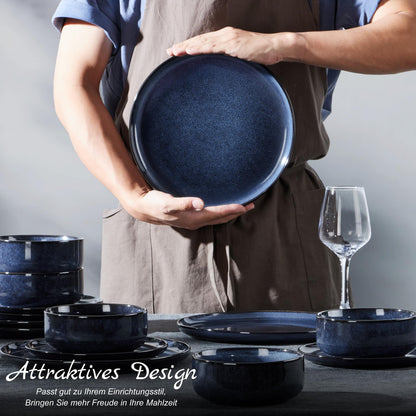 Homikit Geschirrset 18-tlg Steinzeug Tafelservice - Universum Blau