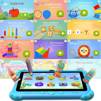 Ascrecem Kinder Tablet 7 Zoll Android Kindertablet 3-7 Jahre - blau