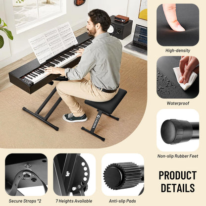 CAHAYA Keyboardständer Set mit Bank – Doppel-X Schwarz