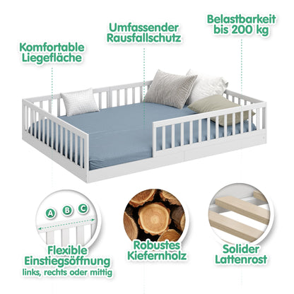 CADANI Timi 2in1 Montessori Bodenbett 140x200 cm - Weiss