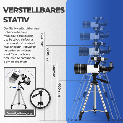 ESAKO Linsenteleskop 70 mm für Kinder & Einsteiger mit Stativ