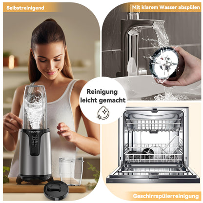 TECKNET Smoothie Maker PC-2110, 1000 W Standmixer mit 2 Bechern