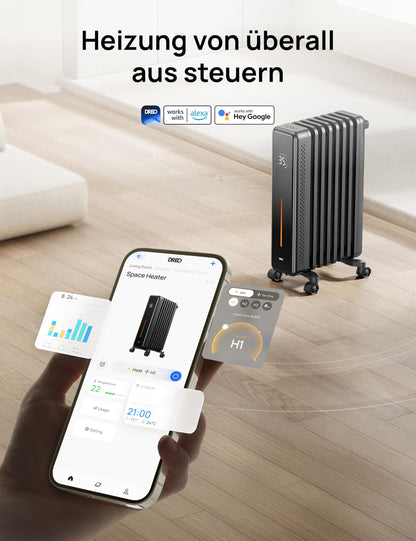 Dreo Ölradiator OH521, 2000 W Elektroheizung mit Thermostat