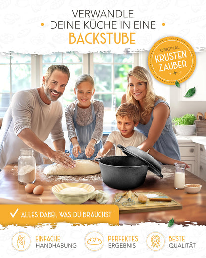 KRUSTENZAUBER Gusseisen Topf für Brotback-Set mit Deckel XXL