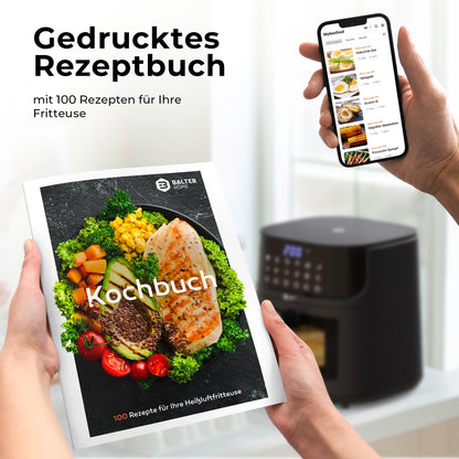 Balter Heissluftfritteuse 5,5 L Airfryer XXL mit Sichtfenster