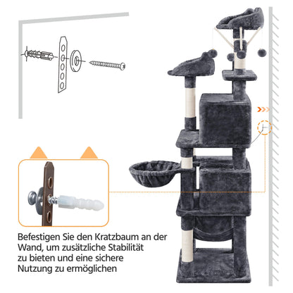 Yaheetech Kratzbaum 170 cm Katzenbaum - Dunkelgrau