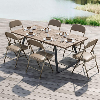 BULAGE Klappstuhl Gepolstert 6er Set - Khaki für Garten & Esszimmer