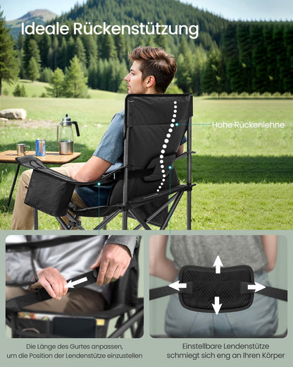 SONGMICS Campingstuhl GCB066B01, Klappstuhl mit Getränkehalter
