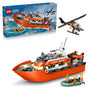 LEGO City Rettungsboot der Küstenwache mit Hubschrauber 60504, schwimmfähig, zwei Schlauchboote