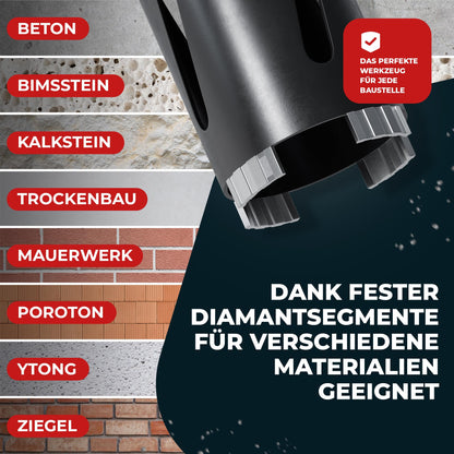 Fortura Diamantbohrkrone Ø 63 x 200 mm, SDS Plus Kernbohrer