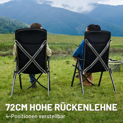 TIMBER RIDGE Campingstuhl Faltbar Alu Hohe Lehne Schwarz