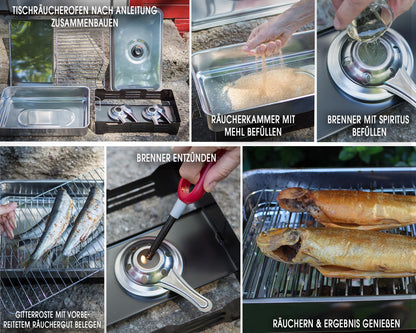 Angel-Berger Deluxe Tischräucherofen Edelstahl Smoker Set