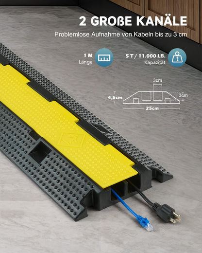 CREWORKS Kabelbrücke Boden 3er Set 2 Kanäle Überfahrschutz 5T