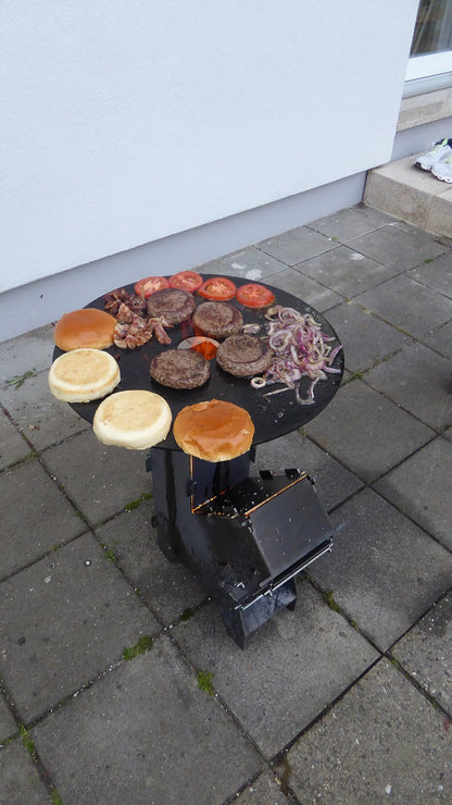 Fire World Raketenofen Campingkocher – 5mm Grillplatte, 3mm Stahl