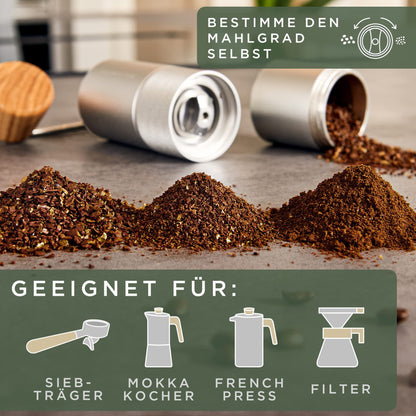 WALDWERK Manuelle Kaffeemühle - Edelstahl Kegelmahlwerk
